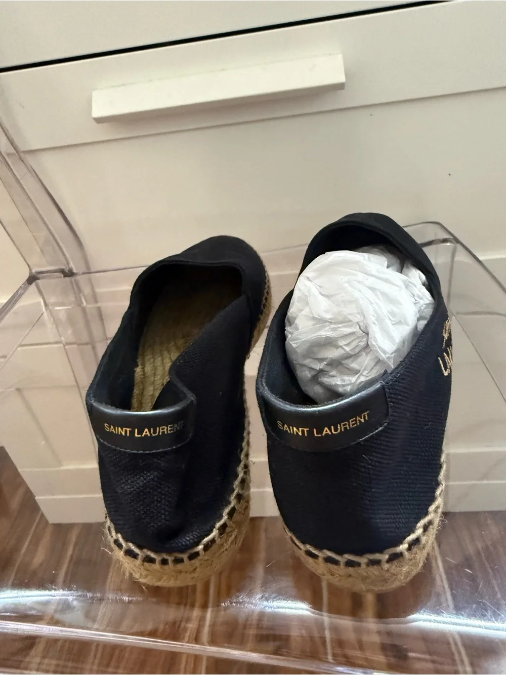 Saint Laurent Black Canvas Espadrilles with Jute Sole